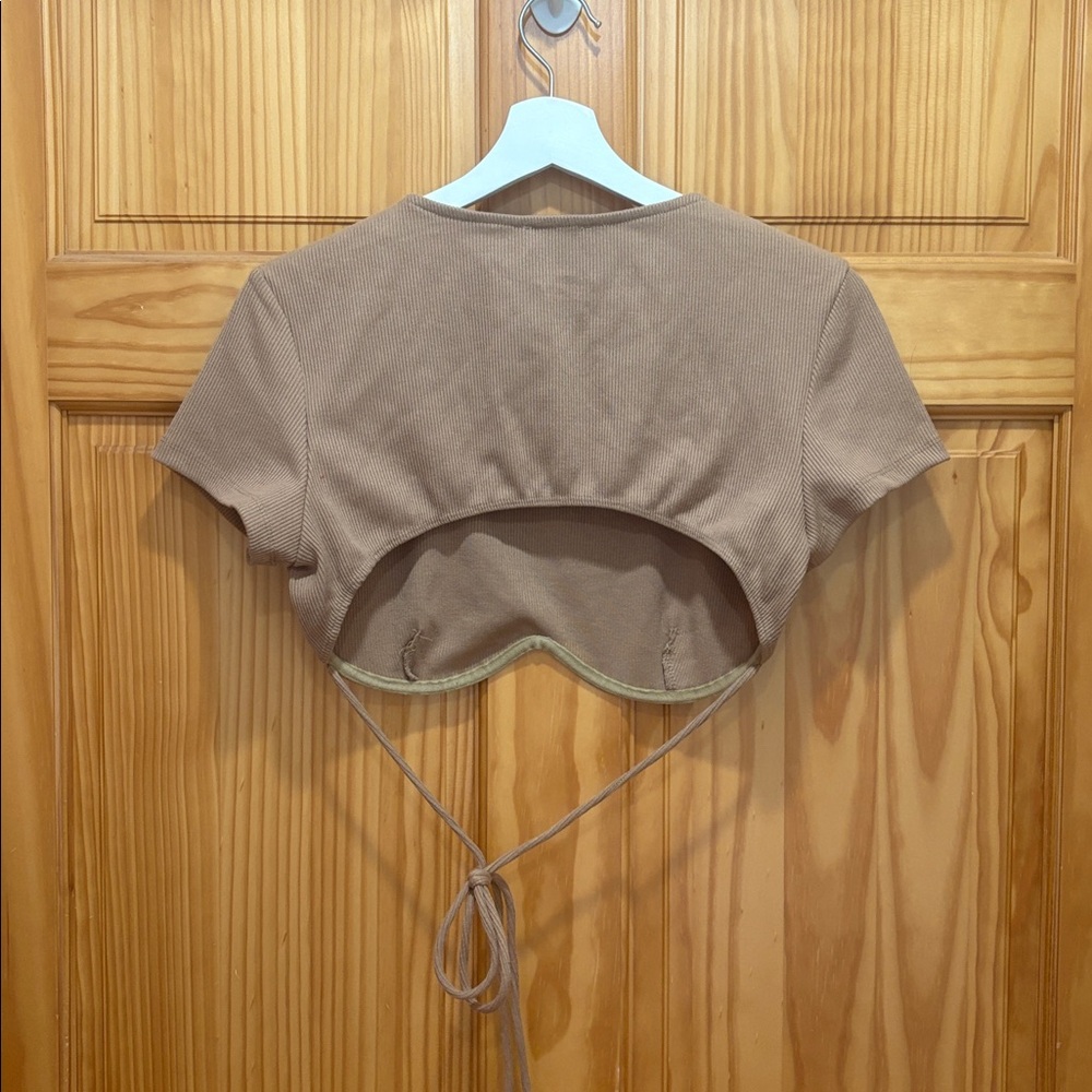 Princess Polly Size 10 Light Brown Ribbed Underwire Crop Top - Picture 5 of 6